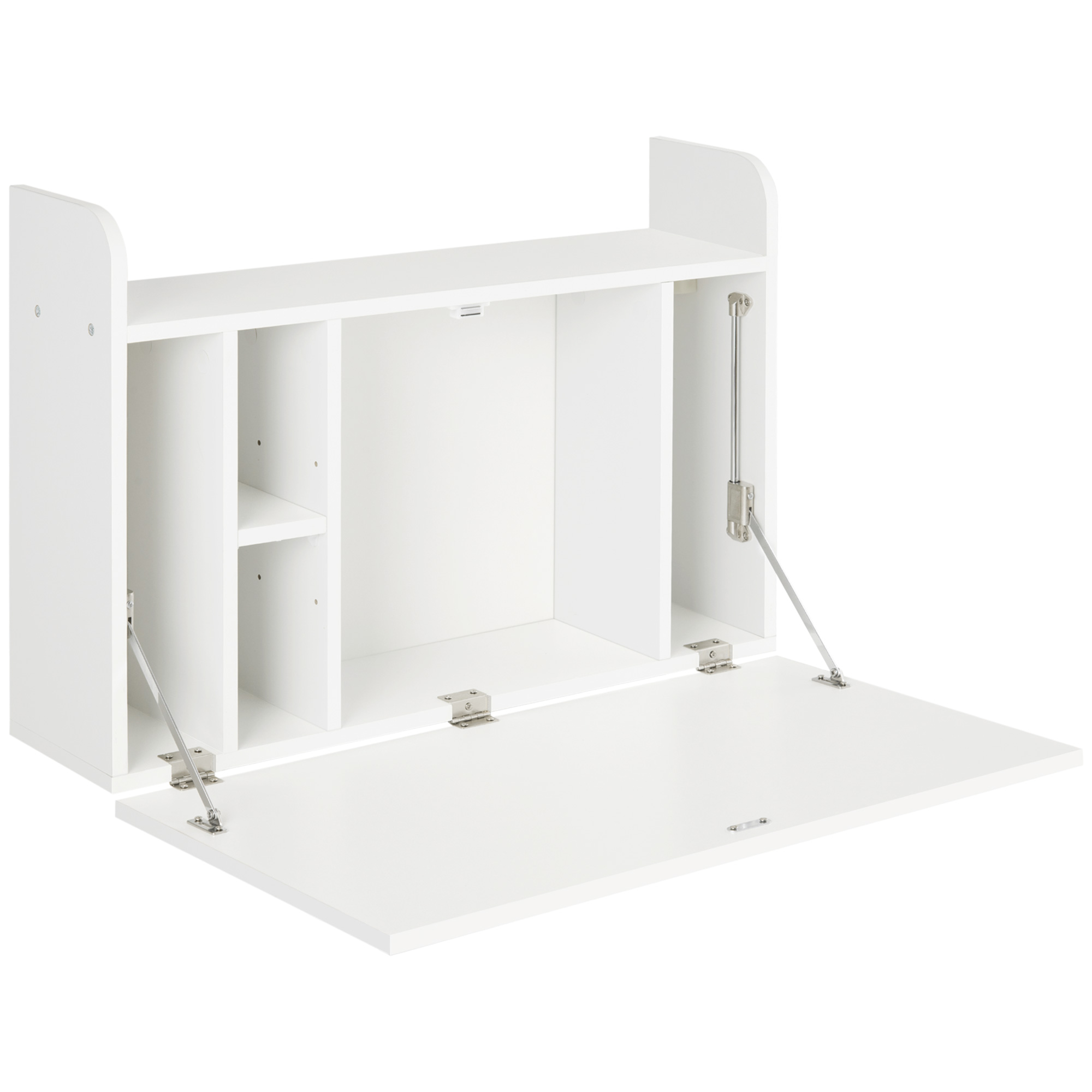 Bureau mural pliable multi-rangement blanc