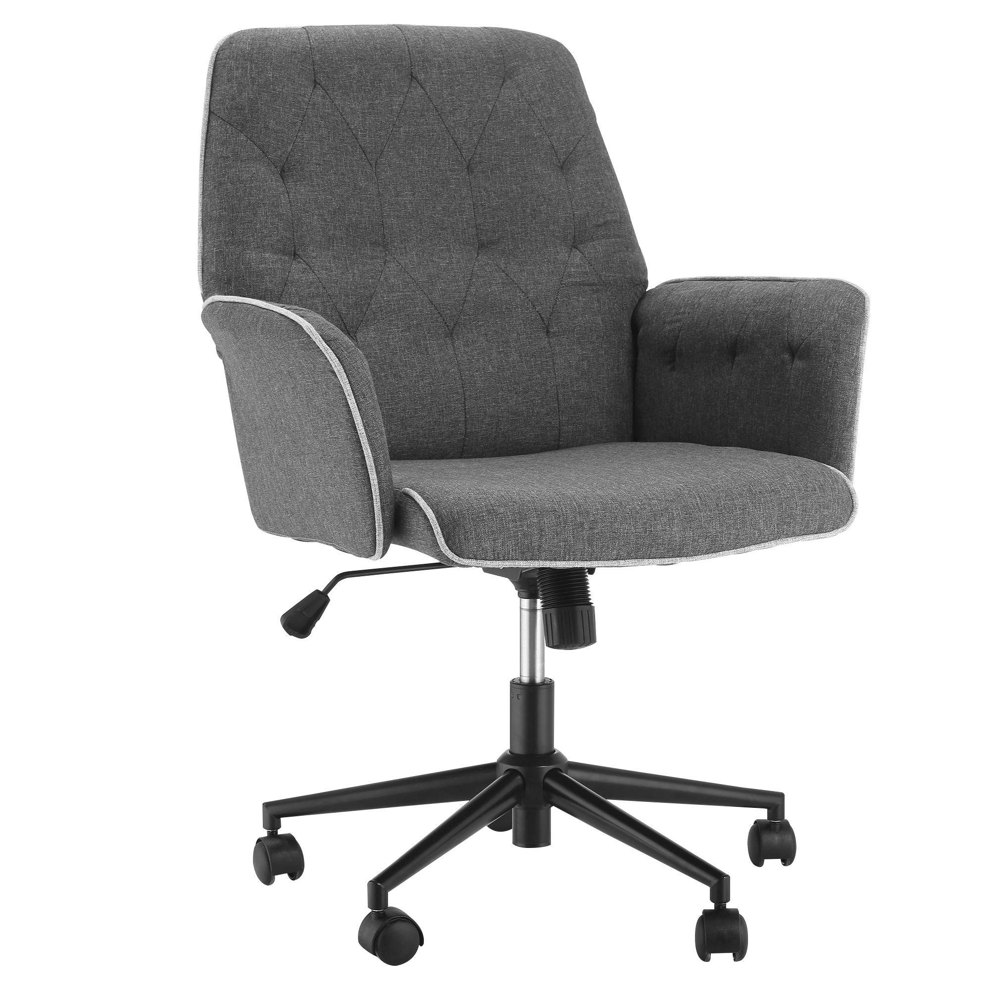 Fauteuil de bureau capitonné tissu gris chiné