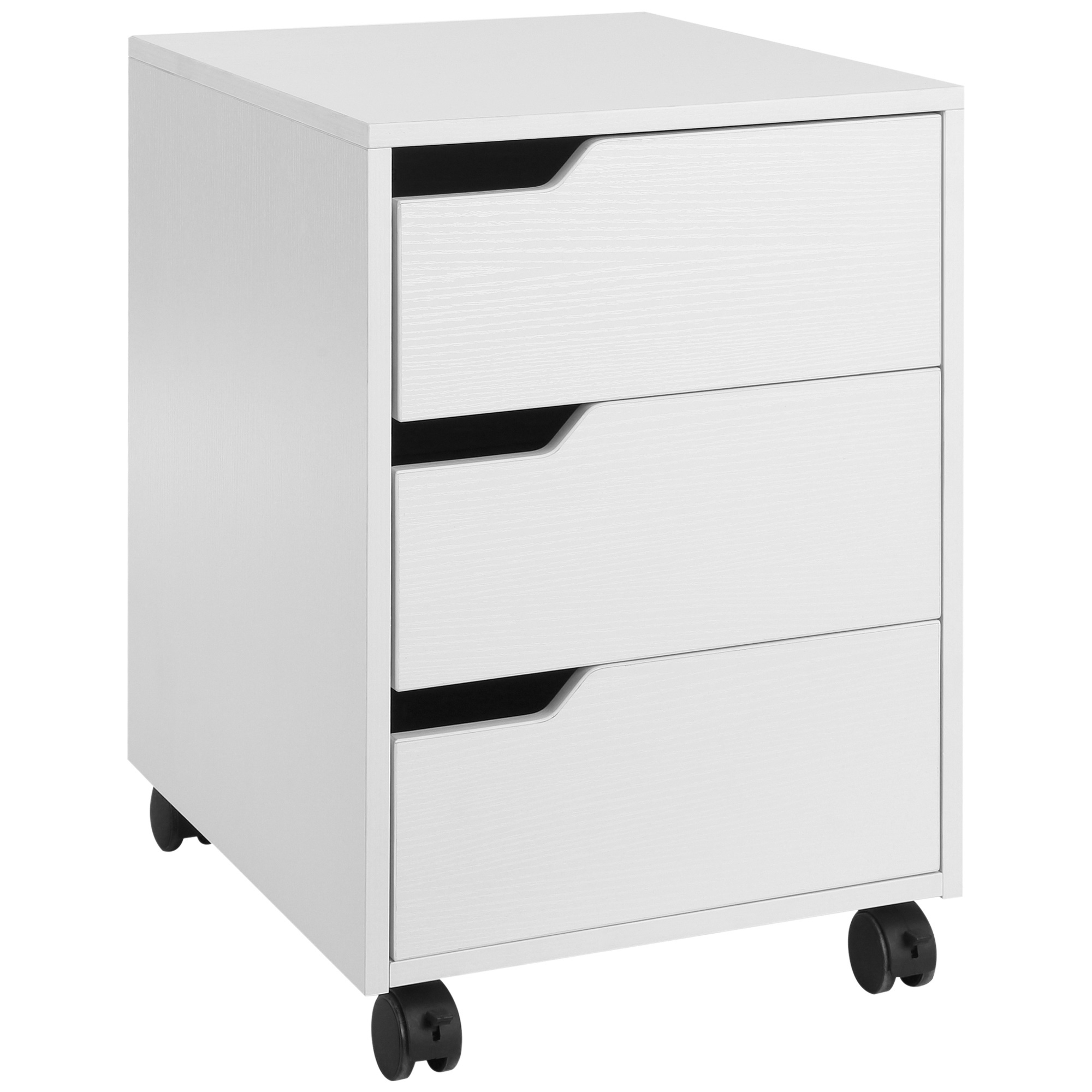 Caisson de bureau rangement sur roulettes 3 tiroirs blanc