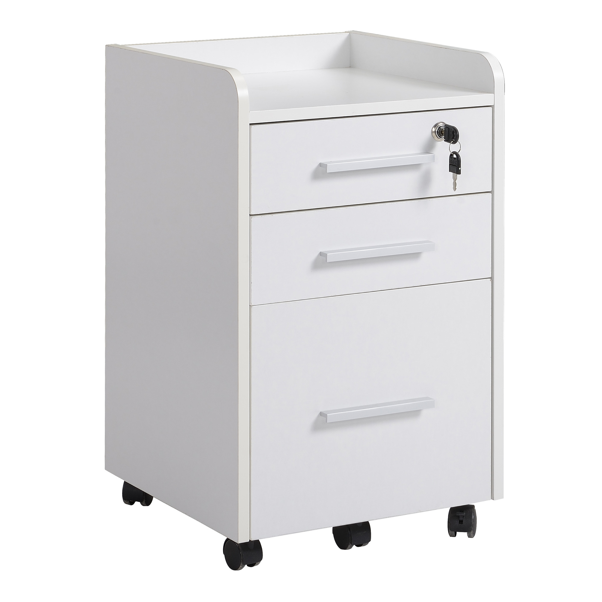 Caisson de bureau 3 tiroirs panneaux particules MDF blanc