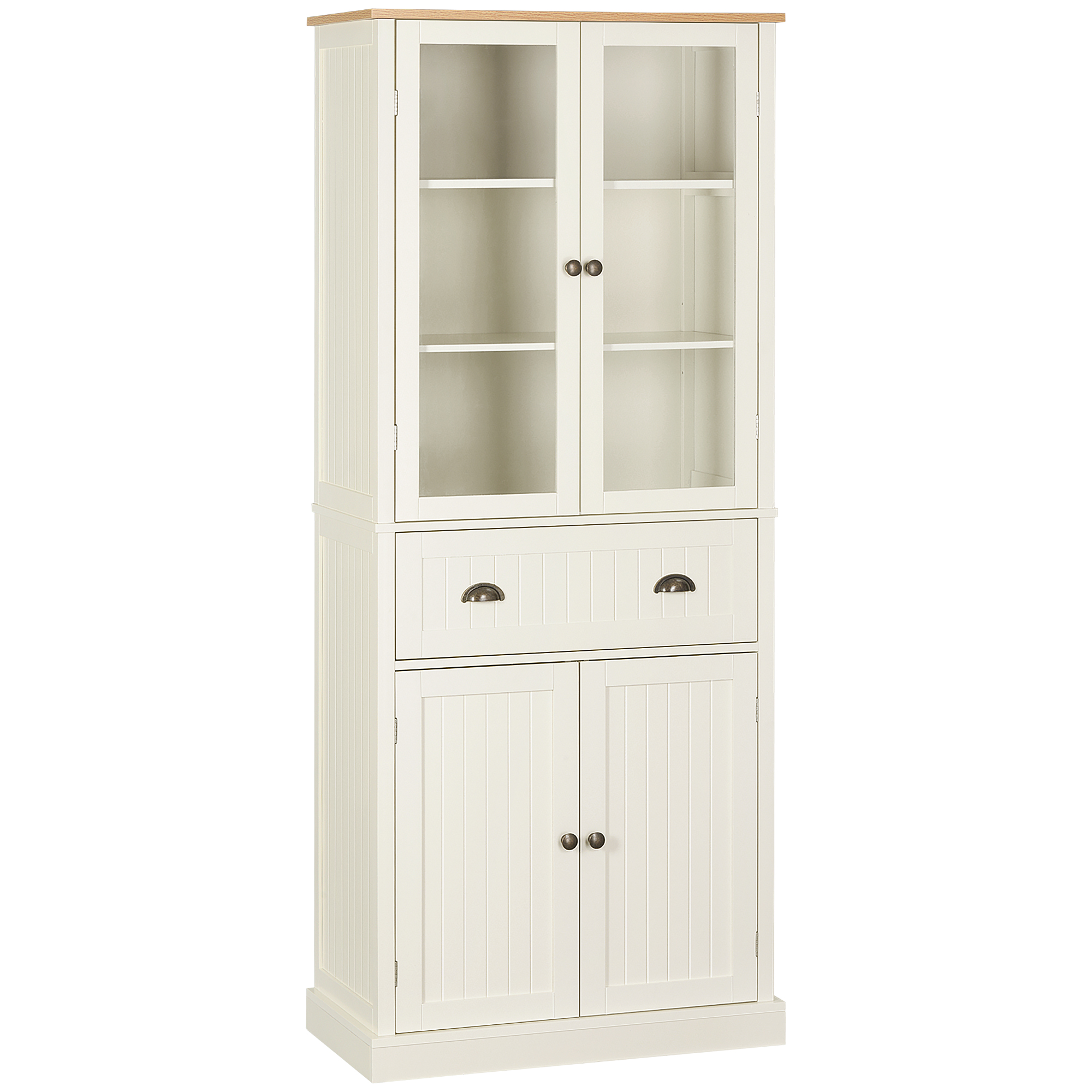 Armoire de cuisine multi-rangement style classique chic crème