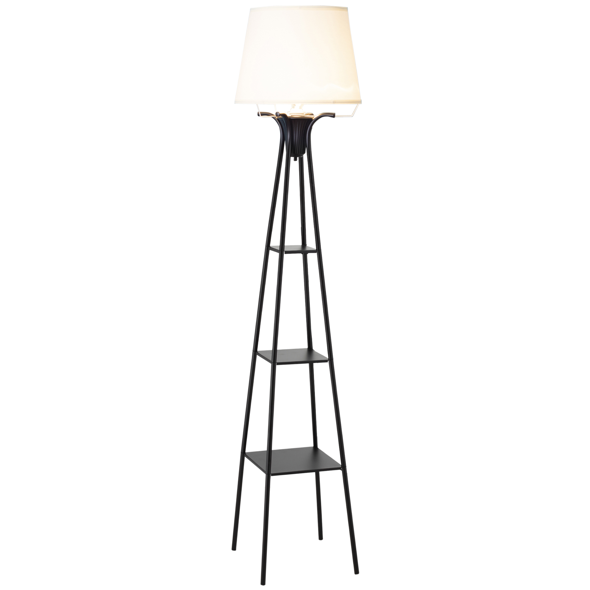 Lampadaire étagère design contemporain noir crème