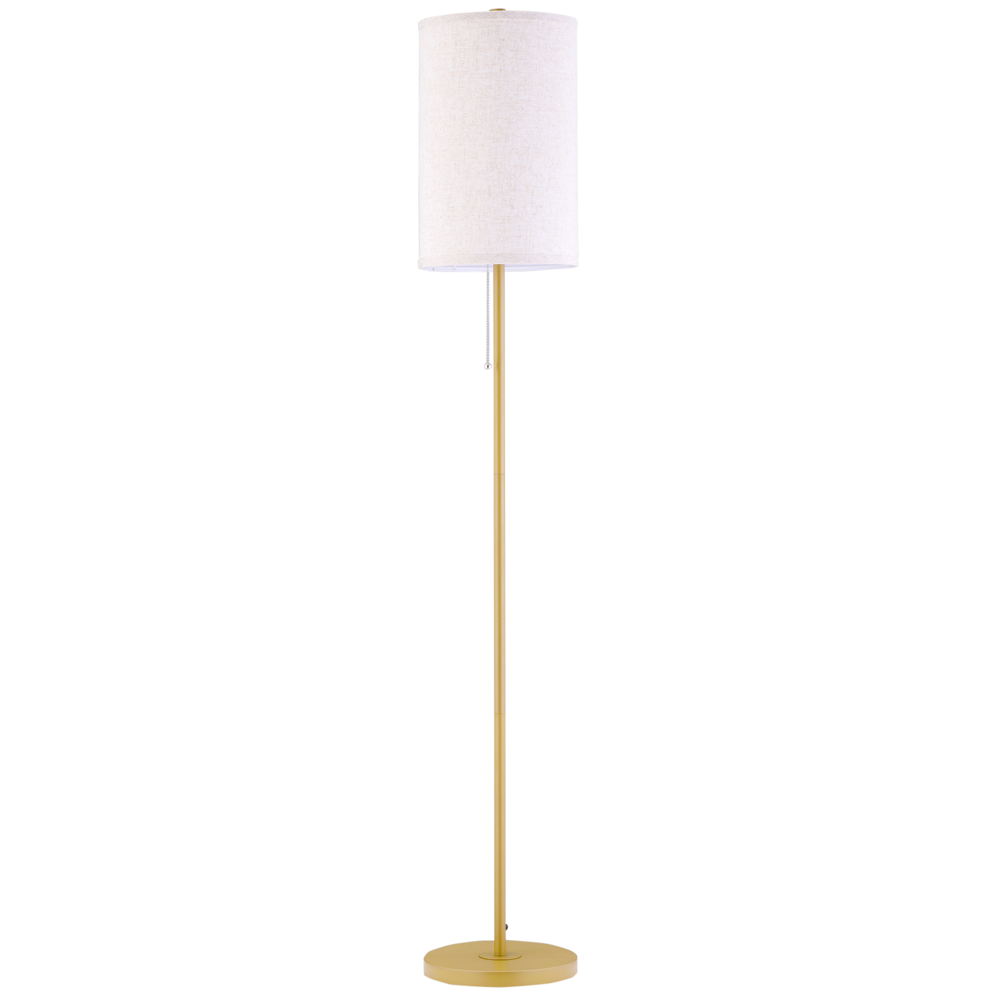 Lampadaire design néo-rétro acier doré abat-jour lin crème