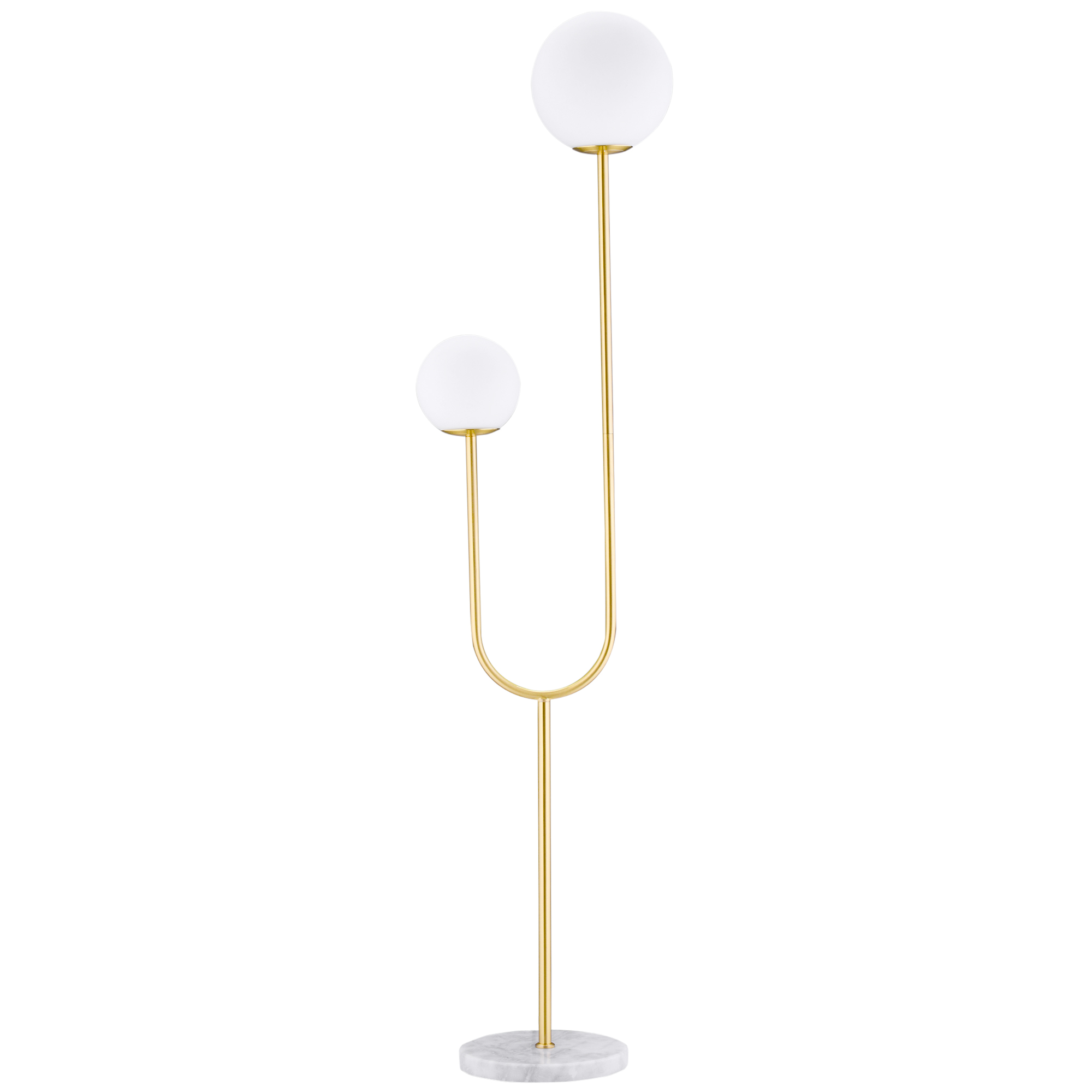 Lampadaire métal doré avec 2 abat-jours globe