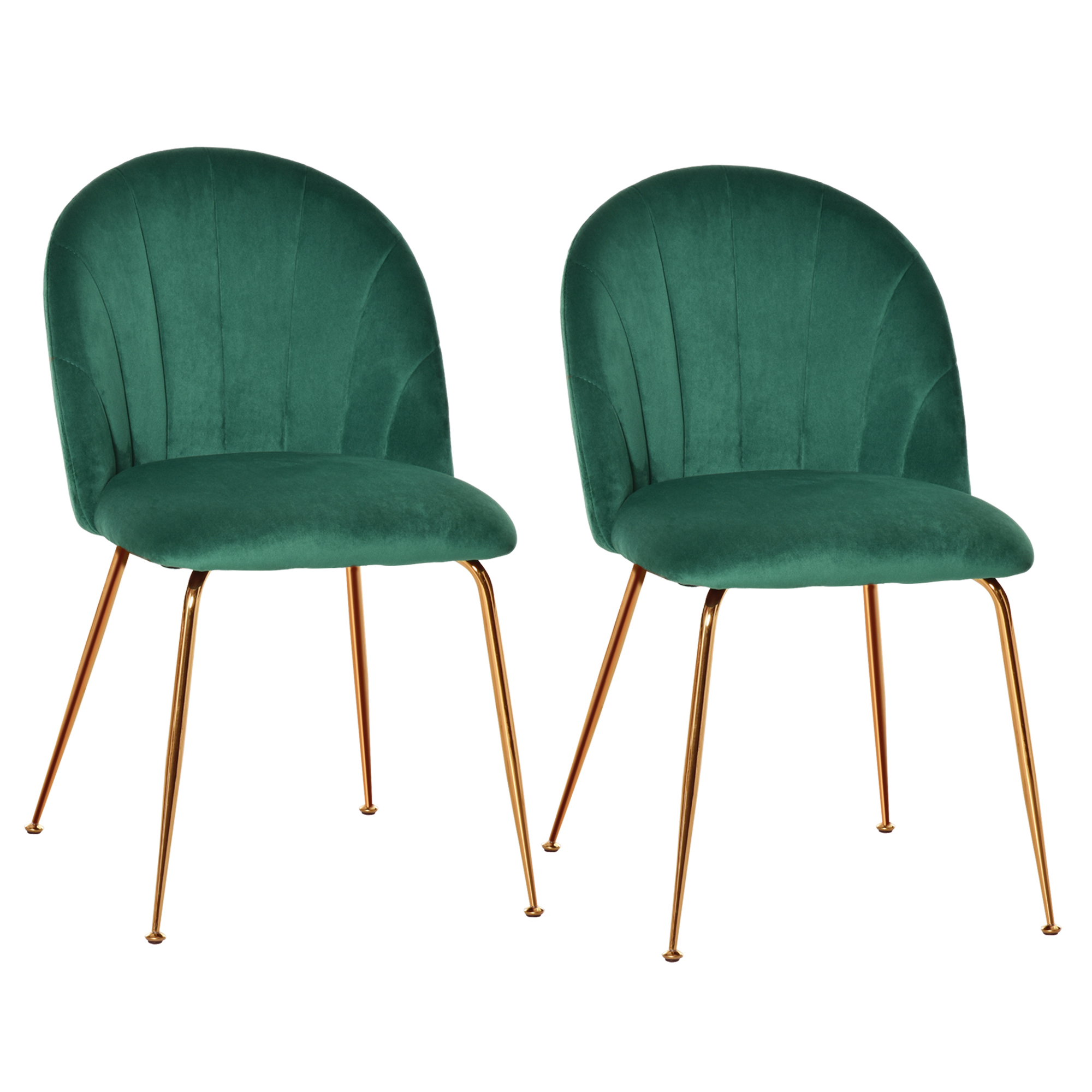 Lot de 2 chaises style art-déco métal doré velours