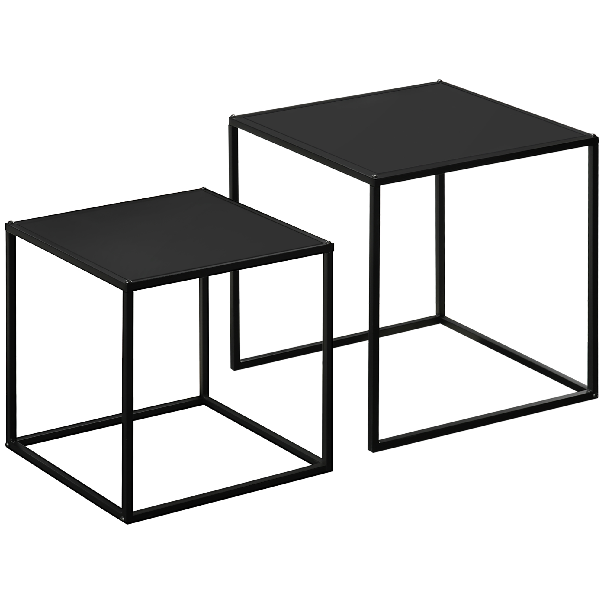 Lot de 2 tables basses gigognes carrées design contemporain