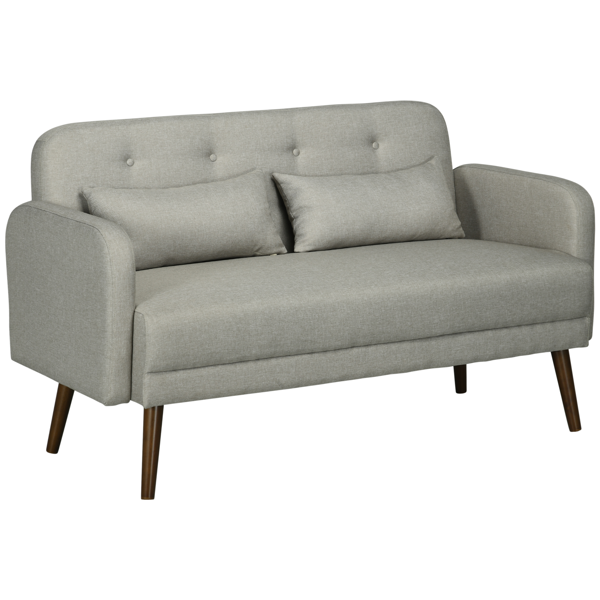 Canapé 2 places style Chesterfield – 2 coussins – bois tissu gris