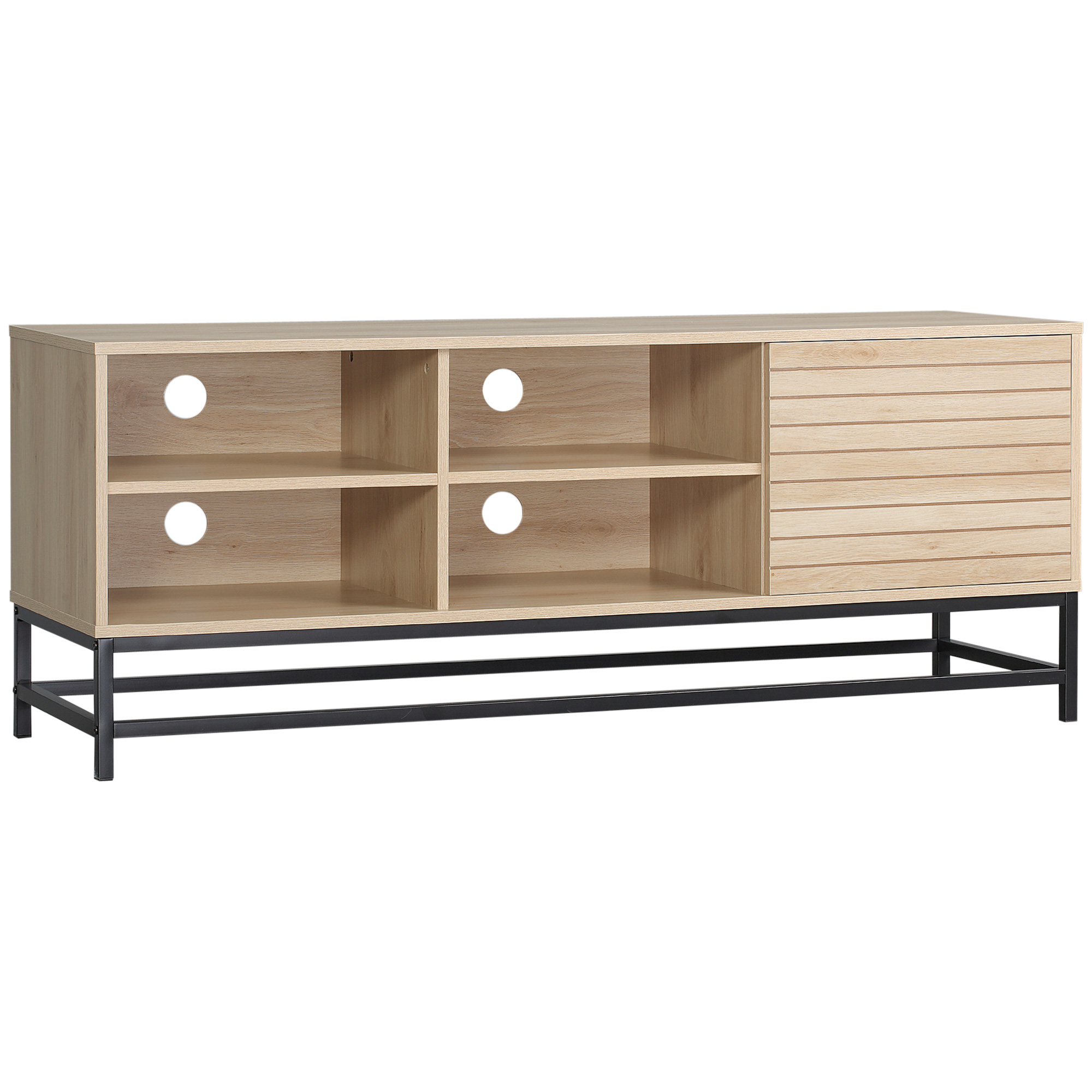 Meuble TV design Urban Craft porte 4 niches aspect bois clair