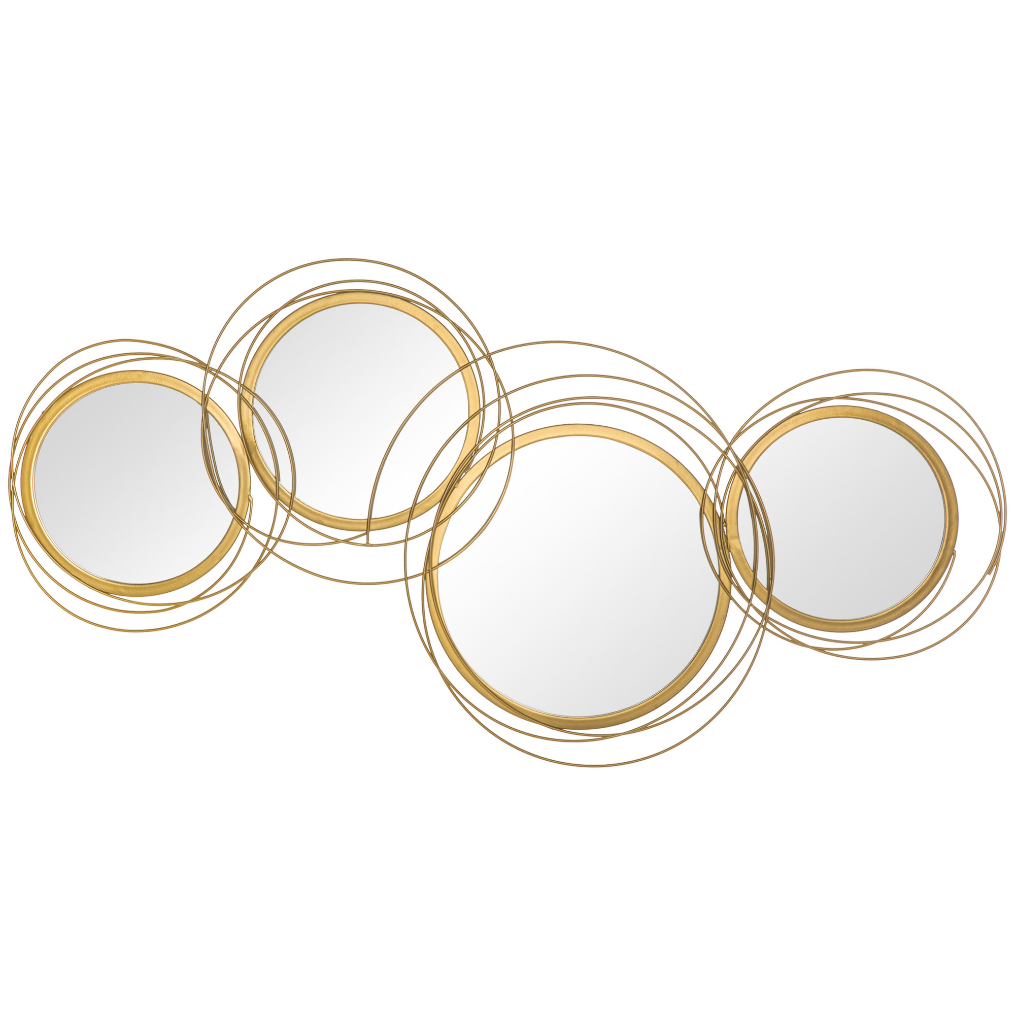 Lot de 4 miroirs ronds muraux Ø 30, 24, 21 cm métal doré