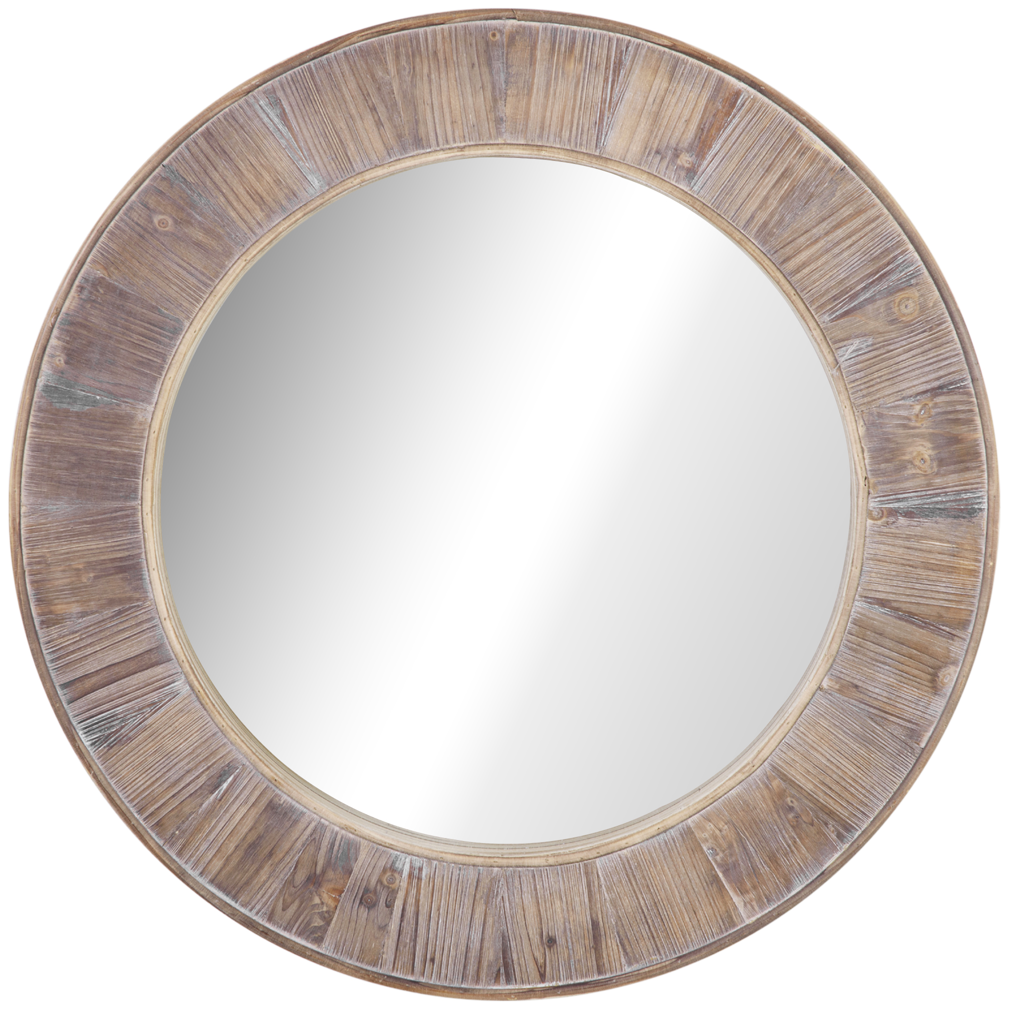 Miroir rond mural en bois de pin style naturel Ø 79 cm