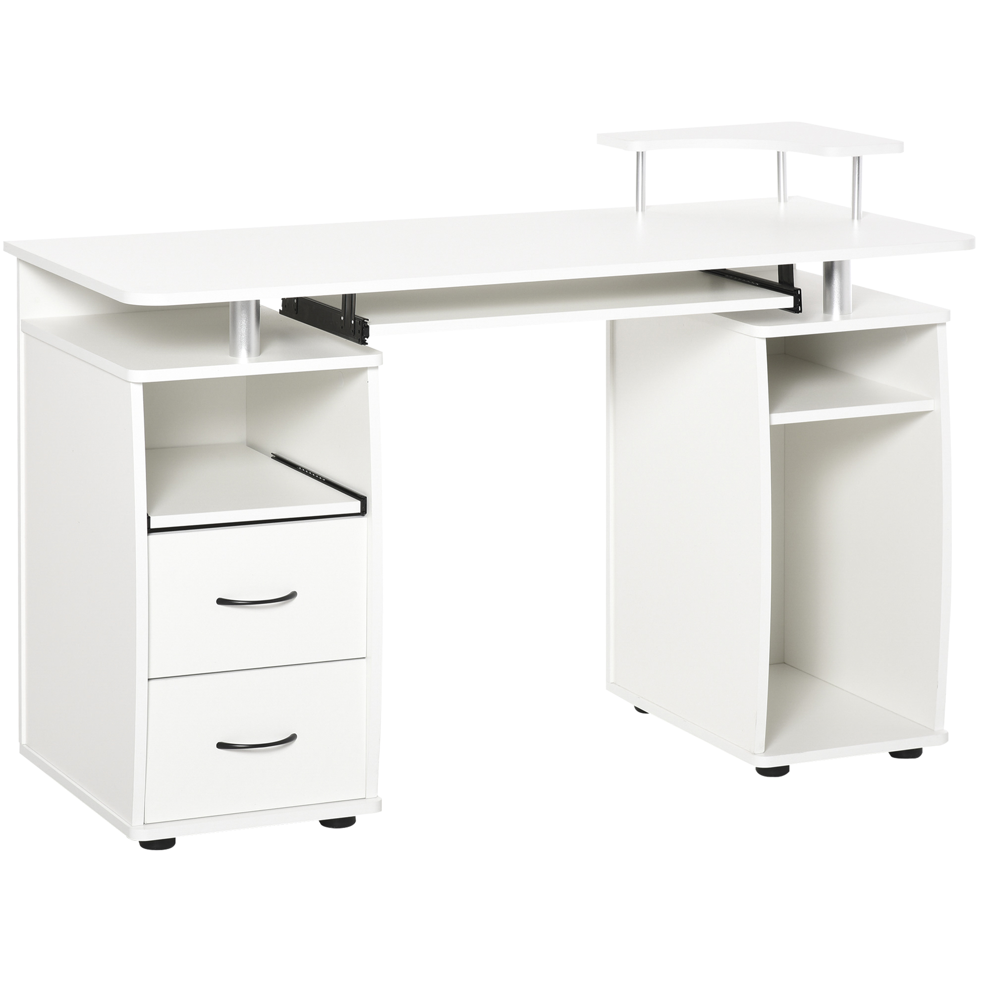 Bureau informatique multimédia multi-rangements 120L x 55l x 85H cm panneaux particules blanc