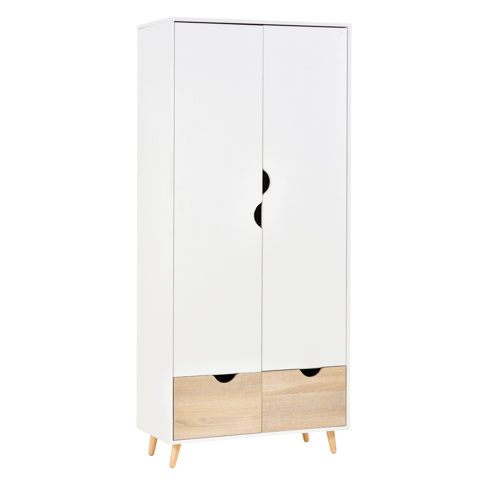 Armoire de chambre multi-rangement design scandinave blanc chêne clair