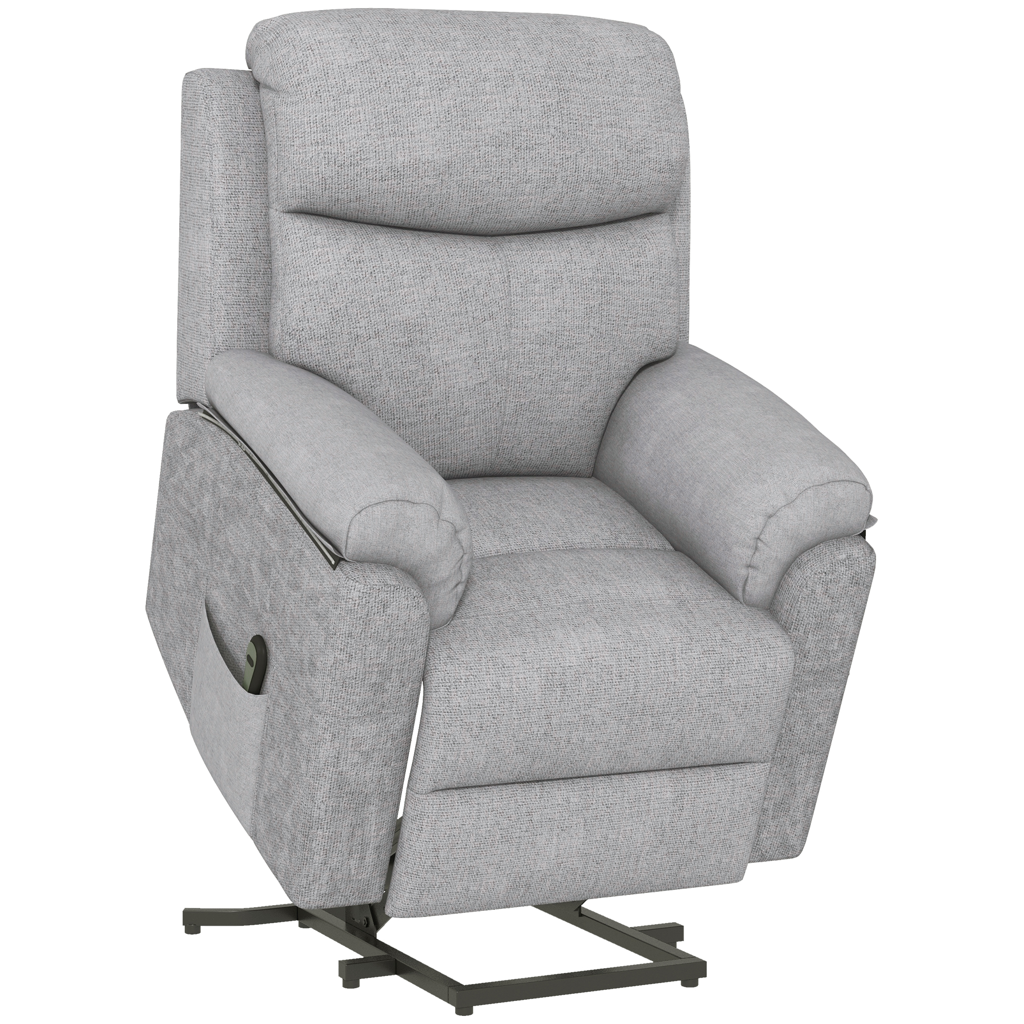 Fauteuil de massage releveur électrique – fauteuil inclinable avec repose-pied ajustable, télécommande – tissu aspect lin gris