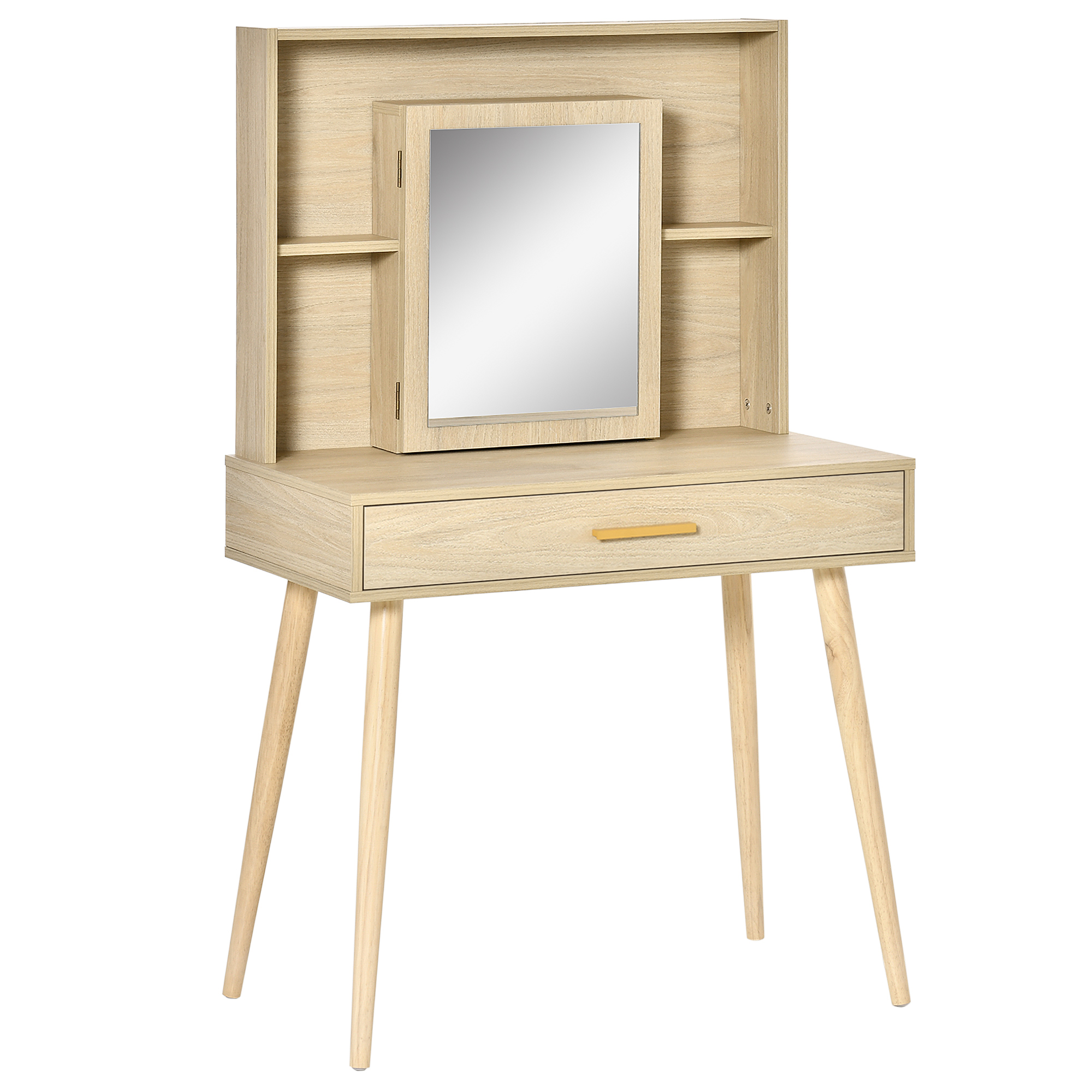 Coiffeuse style scandinave multi-rangement avec miroir