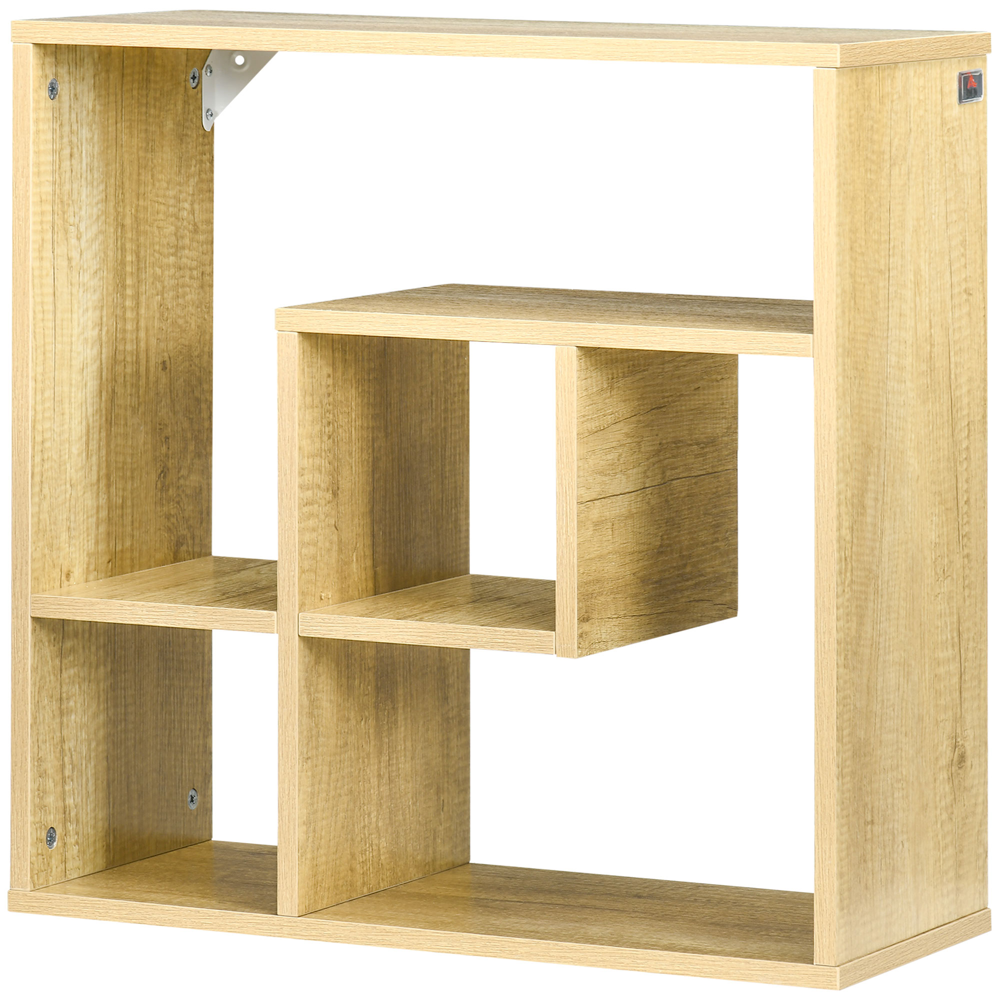 Étagère murale design cubique 4 compartiments aspect bois clair