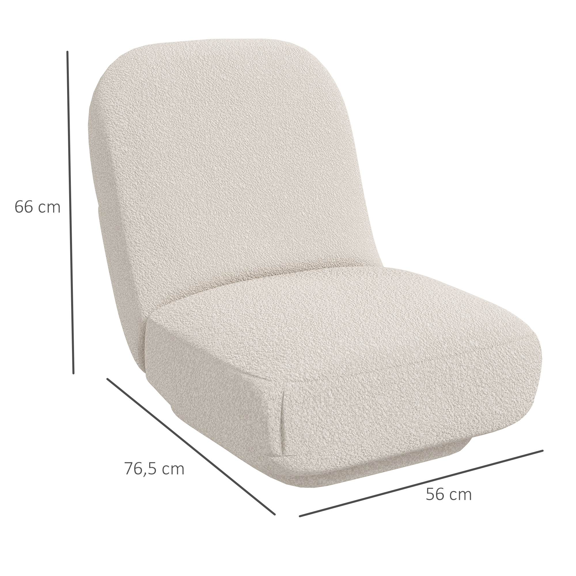 Fauteuil paresseux grand confort tissu toucher laine d’agneau blanc cassé