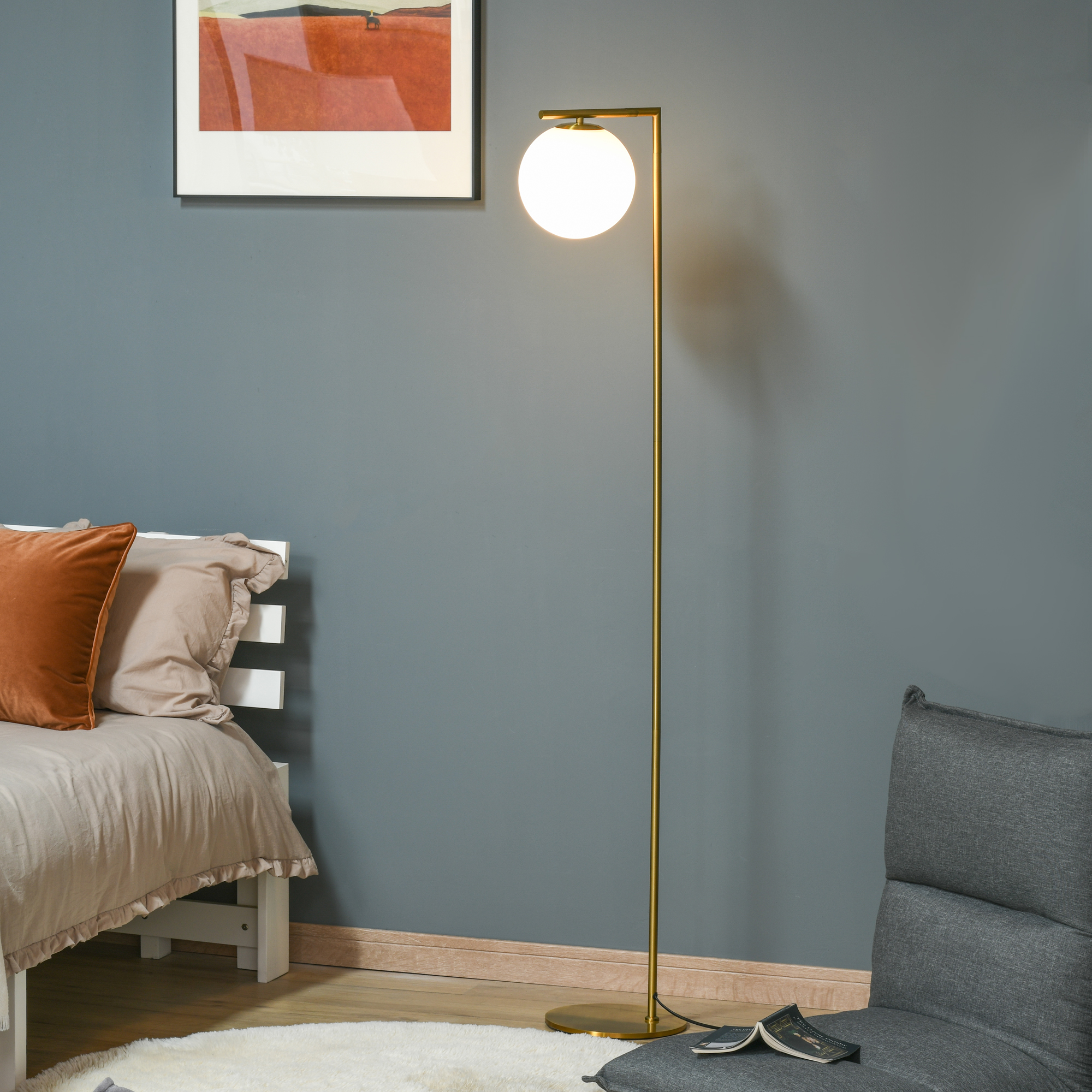 Lampadaire design néo-rétro max. 40 W métal doré