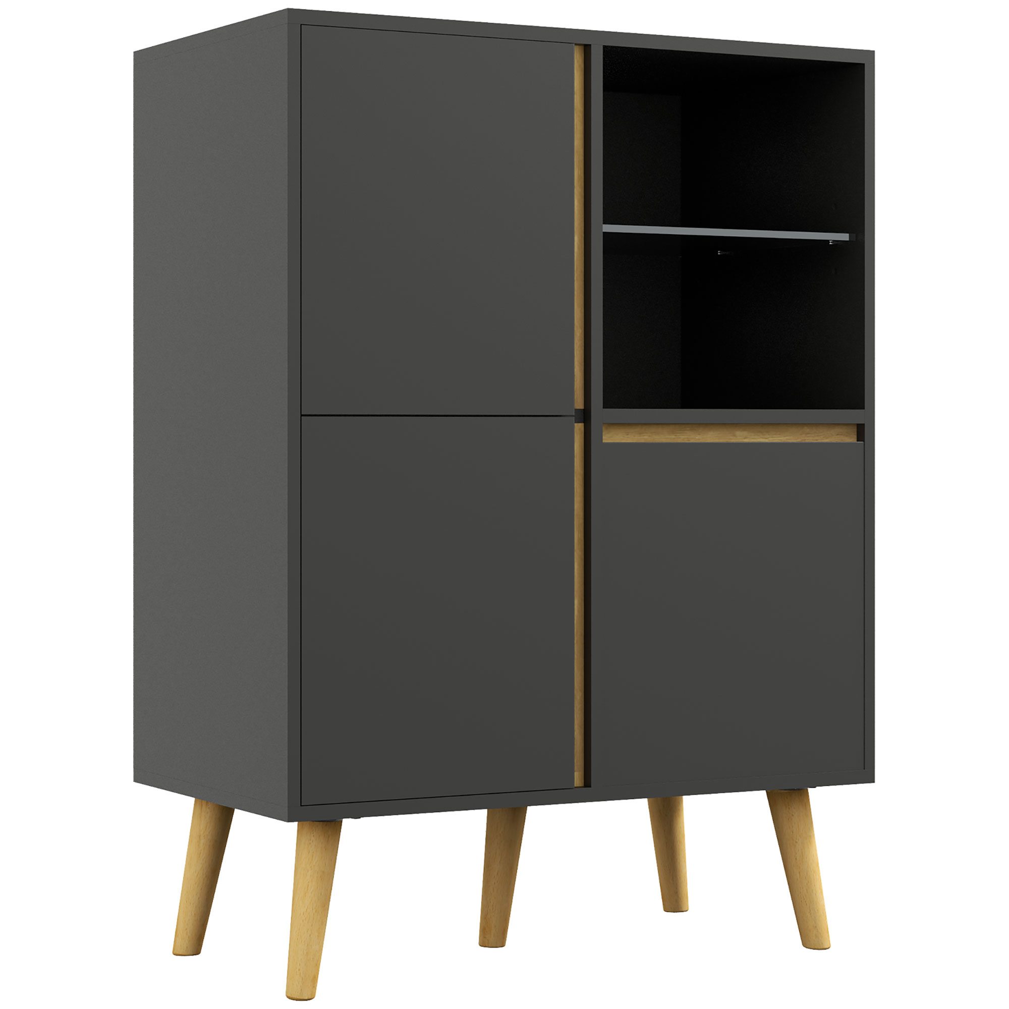 Meuble TV Hi-fi sur pied design scandinave aspect bois clair gris